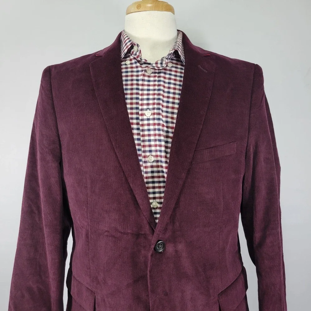 U.S POLO ASSN Men's Sport Coat Blazer‎ Two Button Burgundy Corudory 44R